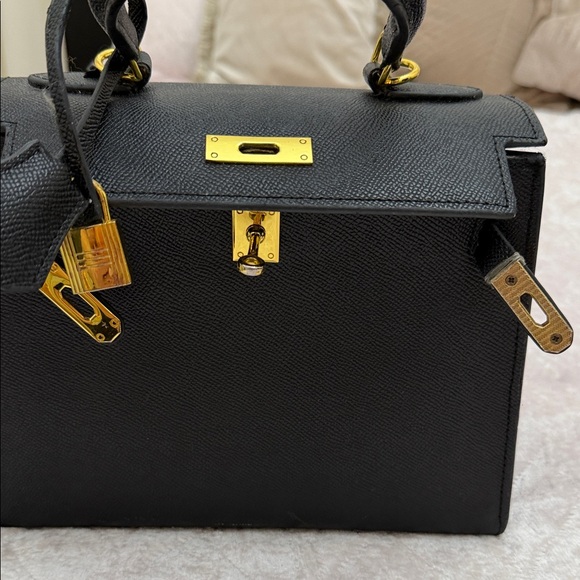 Elegant Black Handbag, genuine leather” Hermes “style - Picture 3 of 8